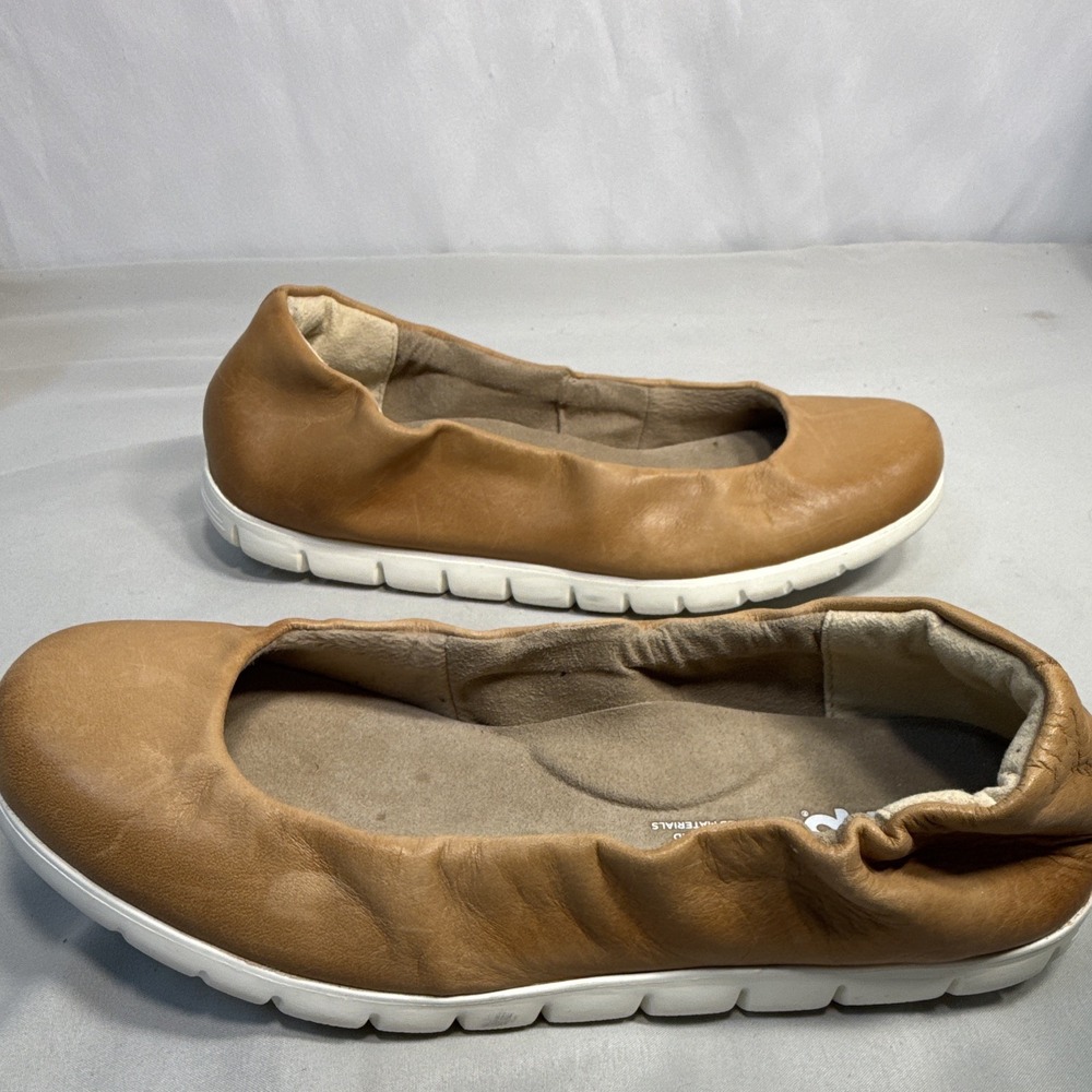 SAS Women's Brown Leather Slip-On Ballet Flats Cushioned Comfort Rubber Sole 6M - Picture 5 of 6